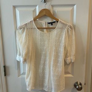 Women’s Vero Moda Lace Detail short-sleeve blouse in cream size Med